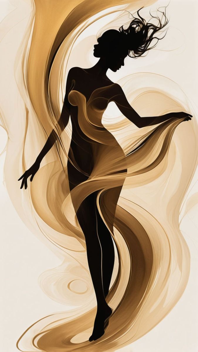 Silueta ilustrada de mujer con sombras marrones
